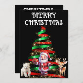 KERSTBOOM MET KERSTMAN, HERT & POLAR BEER KAART (Voorkant / Achterkant)