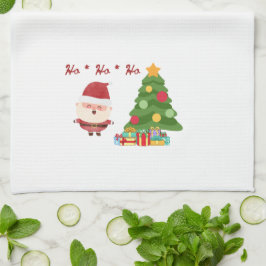 Kerstboom met Kerstman op een  Theedoek