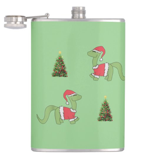 kerstboom met kerstmis in Dinosaur Heupfles (Geopend)