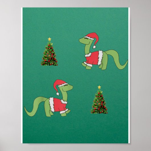 kerstboom met kerstmis in Dinosaur Poster (Voorkant)