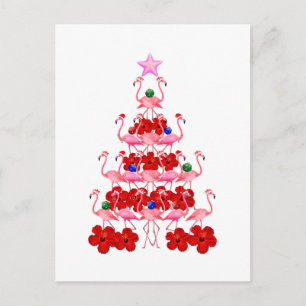 Kerstboom met kerstmis in Santa Pink Briefkaart