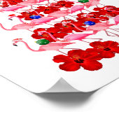 Kerstboom met kerstmis in Santa Pink Poster (Hoek)