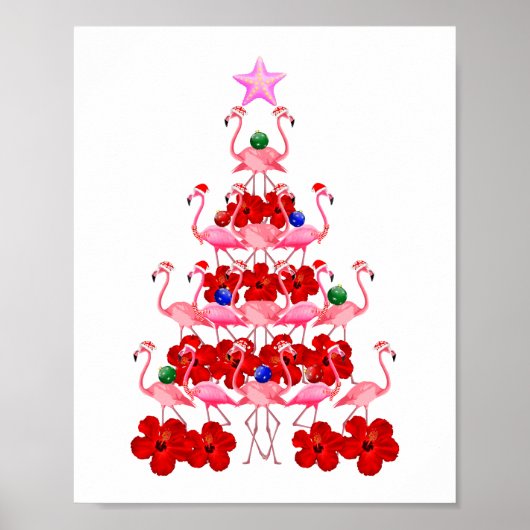 Kerstboom met kerstmis in Santa Pink Poster (Voorkant)