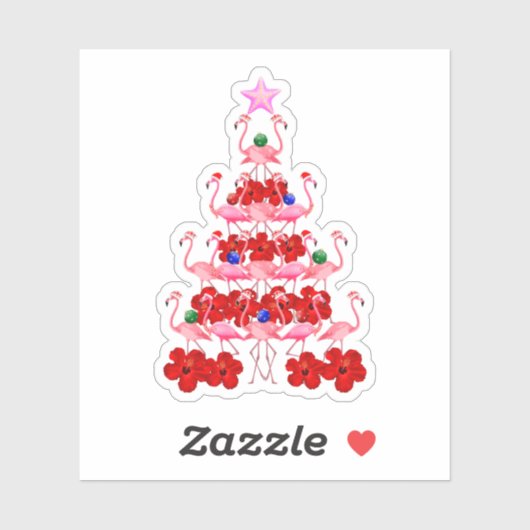 Kerstboom met kerstmis in Santa Pink Sticker (Vel)