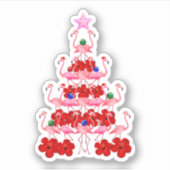 Kerstboom met kerstmis in Santa Pink Sticker (Voorkant)