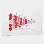 Kerstboom met kerstmis in Santa Pink Theedoek (Horizontaal)