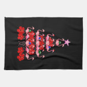 Kerstboom met kerstmis in Santa Pink Theedoek (Horizontaal)