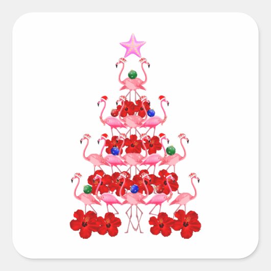 Kerstboom met kerstmis in Santa Pink Vierkante Sticker (Voorkant)