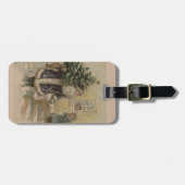  kerstboom met kerstsneeuw bagagelabel (Voorkant horizontaal)