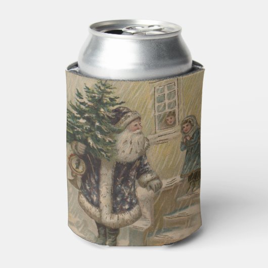  kerstboom met kerstsneeuw blikjeskoeler (Blikje Voorkant)