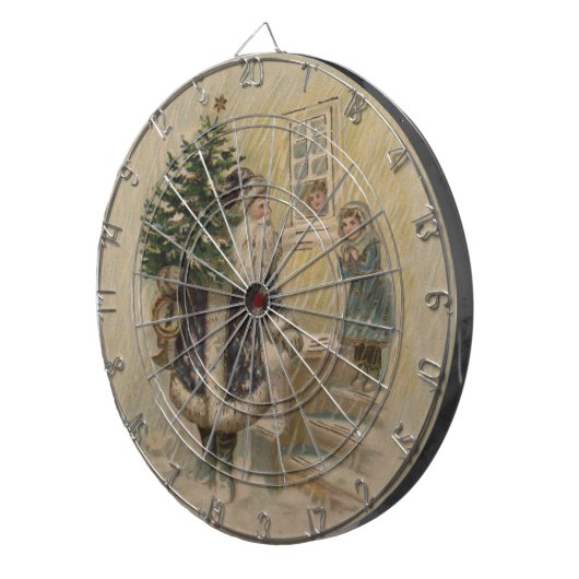  kerstboom met kerstsneeuw dartbord (Voorkant Rechts)