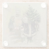  kerstboom met kerstsneeuw glazen onderzetter (Achterkant)