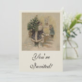  kerstboom met kerstsneeuw kaart (Staand voorkant)