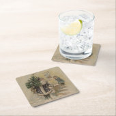 kerstboom met kerstsneeuw kartonnen onderzetters (Insitu)