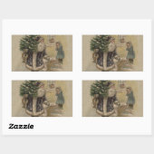  kerstboom met kerstsneeuw rechthoekige sticker (Vel)