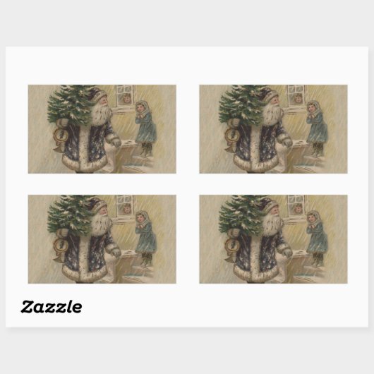  kerstboom met kerstsneeuw rechthoekige sticker (Vel)