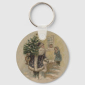  kerstboom met kerstsneeuw sleutelhanger (Voorkant)