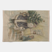 kerstboom met kerstsneeuw theedoek (Horizontaal)