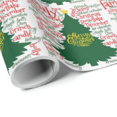 Kerstboom met kerstwoorden cadeaupapier (Rol Hoek)