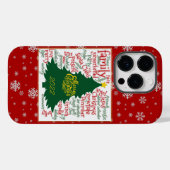 Kerstboom met kerstwoorden en sneeuwvlokken Case-Mate iPhone case (Achterkant (horizontaal))