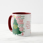 Kerstboom met kerstwoorden en sneeuwvlokken mok (Voorkant links)