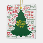 Kerstboom met kerstwoorden keramisch ornament (Links)