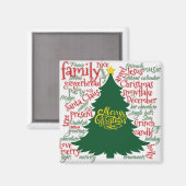 Kerstboom met kerstwoorden magneet (Voorkant / Achterkant)