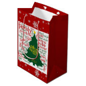 Kerstboom met kerstwoorden medium cadeauzakje (Voorkant Gekanteld)