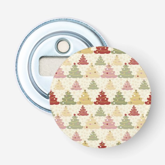 kerstboom met kleur button flesopener (Voorkant)