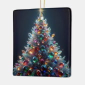 Kerstboom met kleurrijke glazen ballen keramisch ornament (Links)