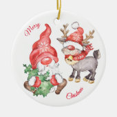 Kerstboom met koepel en rendier keramisch ornament (Voorkant)