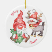 Kerstboom met koepel en rendier keramisch ornament (Achterkant)