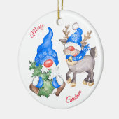 Kerstboom met koepel en rendier keramisch ornament (Links)
