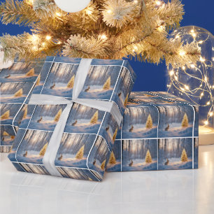 Kerstboom met konijn cadeaupapier