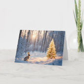 Kerstboom met konijn feestdagen kaart (Voorkant)