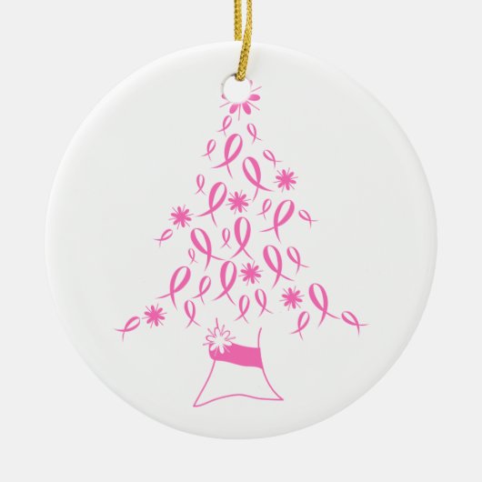 Kerstboom met konijnenborstkanker keramisch ornament (Voorkant)