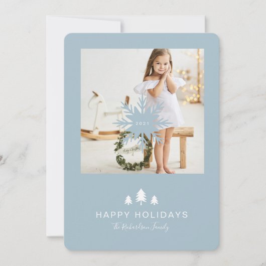 kerstboom met kraft Paper & Snowflake 1-foto Feestdagenkaart (Voorkant)