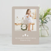 kerstboom met kraft Paper & Snowflake 1-foto Feestdagenkaart (Staand voorkant)