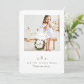 kerstboom met kraft Paper & Snowflake 1-foto Feestdagenkaart (Staand voorkant)