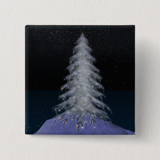 Kerstboom met kristal #4 2-inch vierkant Button (Voorkant)