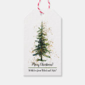 kerstboom met labels met cadeau voor glitter cadeaulabel (Voorkant)