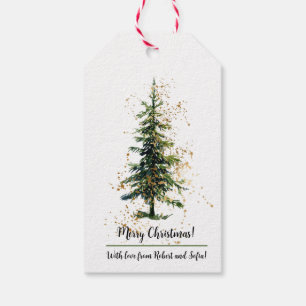 kerstboom met labels met cadeau voor glitter cadeaulabel