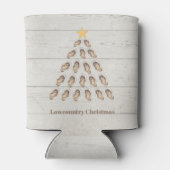 Kerstboom met lage oosterlengte op houten plaat blikjeskoeler (Achterkant)