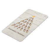 Kerstboom met lage oosterlengte op houten plaat magneet (Linkerzijde)