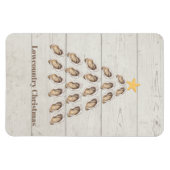 Kerstboom met lage oosterlengte op houten plaat magneet (Horizontaal)