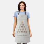 Kerstboom met lage oosterlengte op houten plaat schort (Gedragen)