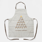 Kerstboom met lage oosterlengte op houten plaat schort (Voorkant)