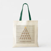 Kerstboom met lage oosterlengte op houten plaat tote bag (Achterkant)