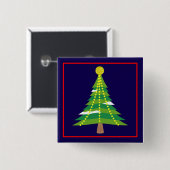 Kerstboom met lampjes - 15044 vierkante button 5,1 cm (Voorkant /achterkant)
