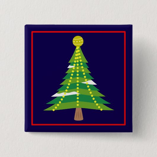 Kerstboom met lampjes - 15044 vierkante button 5,1 cm (Voorkant)